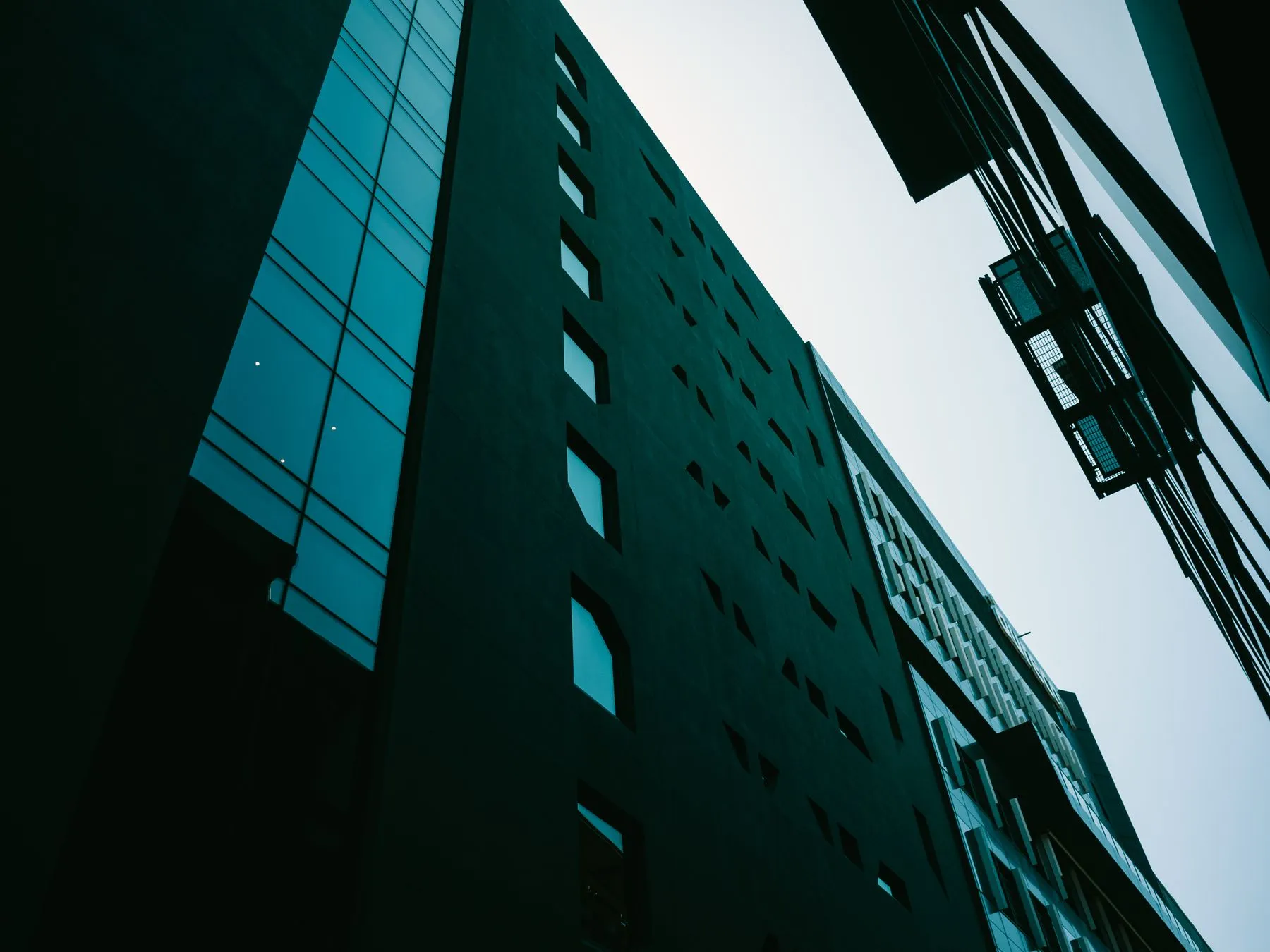 Glass facade of a modern commercial building